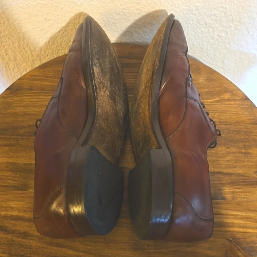 Allen Edmonds Mens Hersey Basketweave Premium leather Oxford Brown Sz.11.5